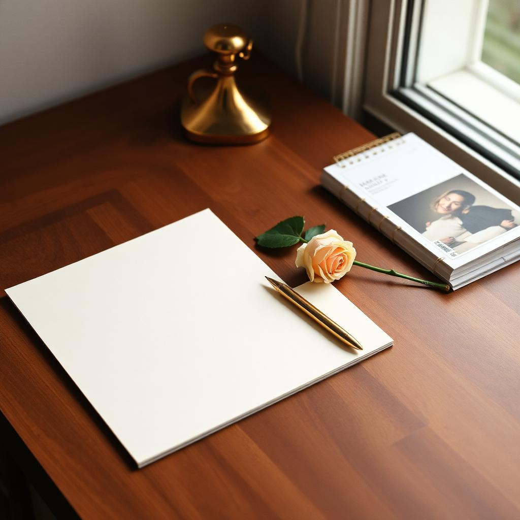 Flirt Flowers stationery on walnut desk