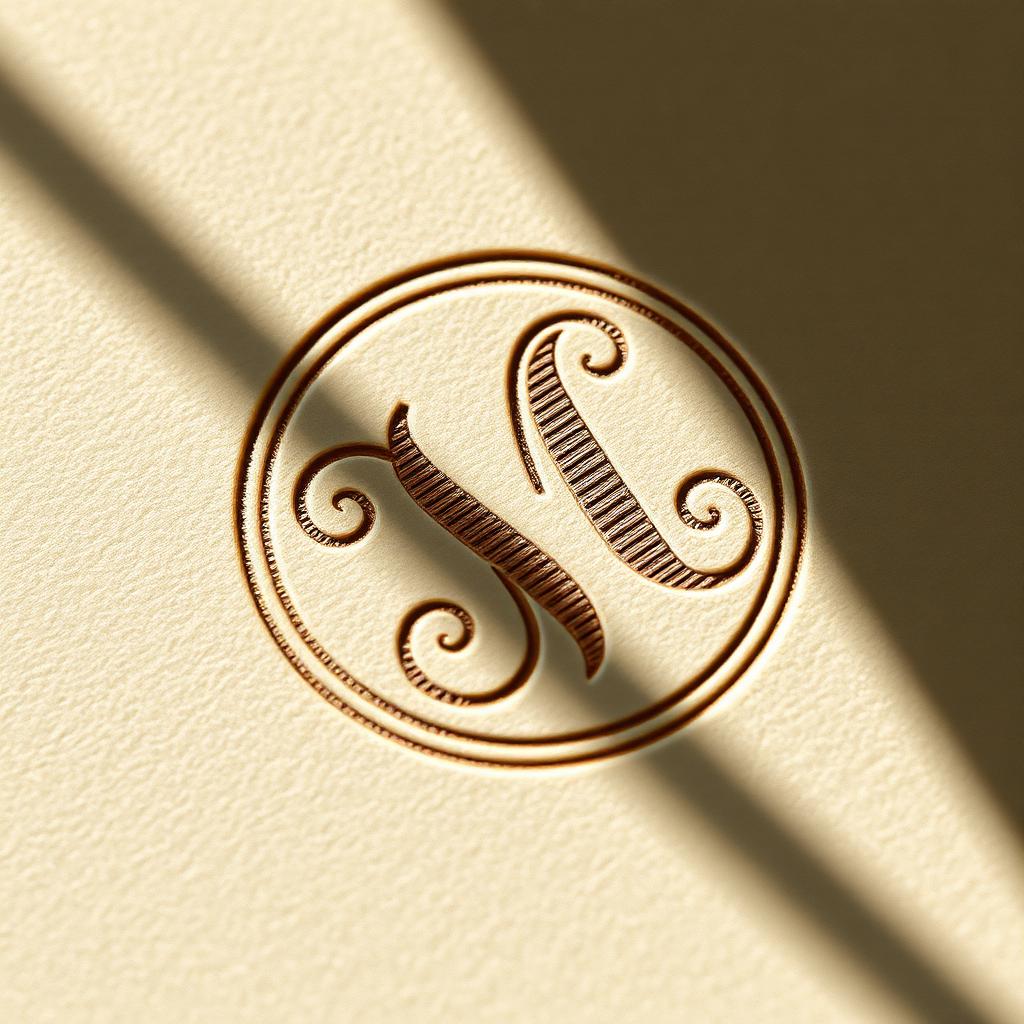Embossed monogram close-up